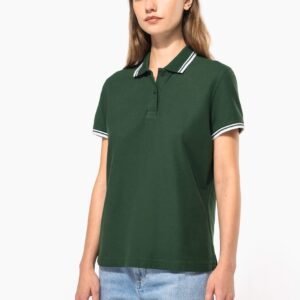 Polo femme manches courtes à liserés contrastés — Photo produit