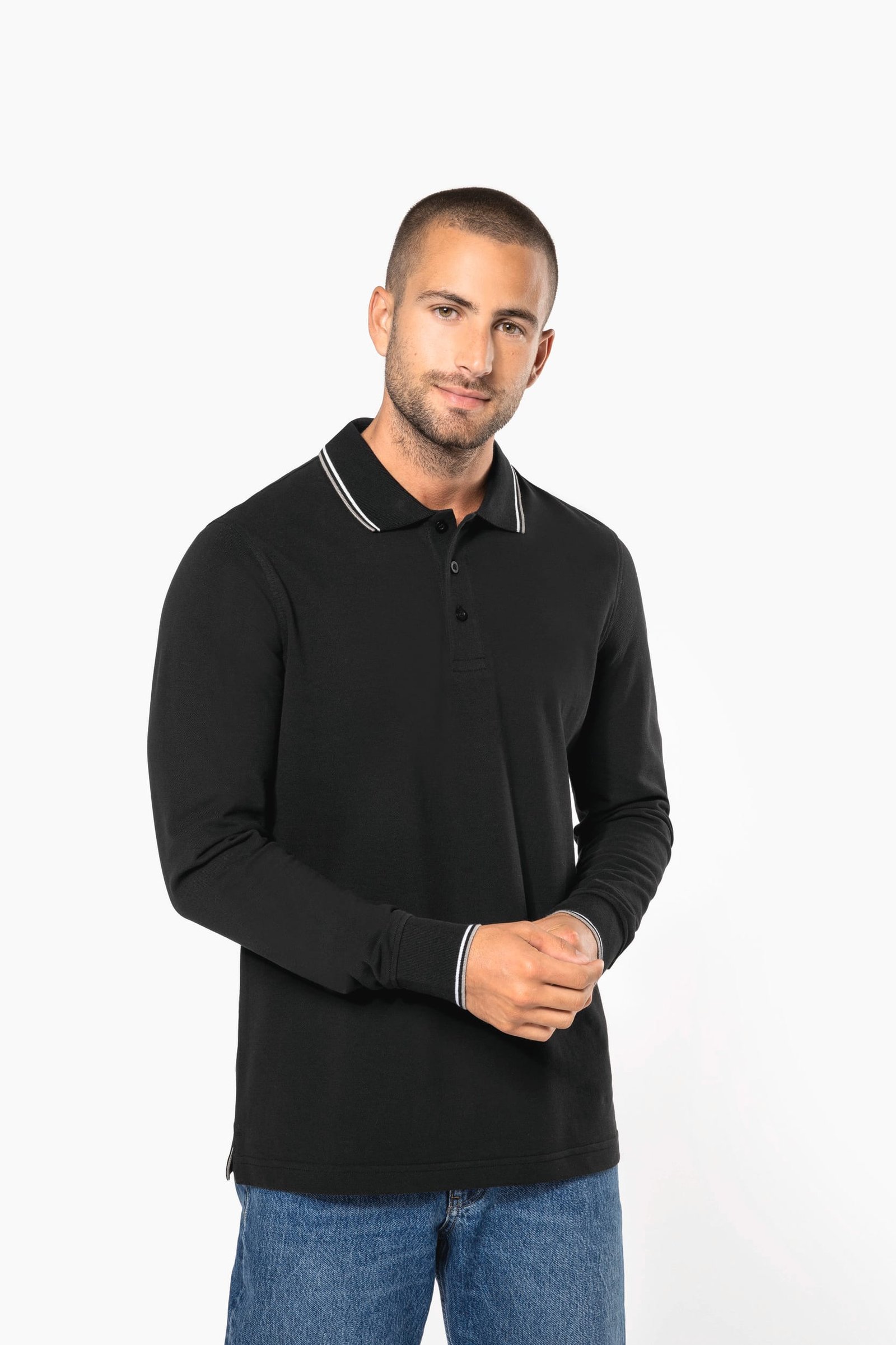 Polo maille piquée manches longues homme — Photo produit