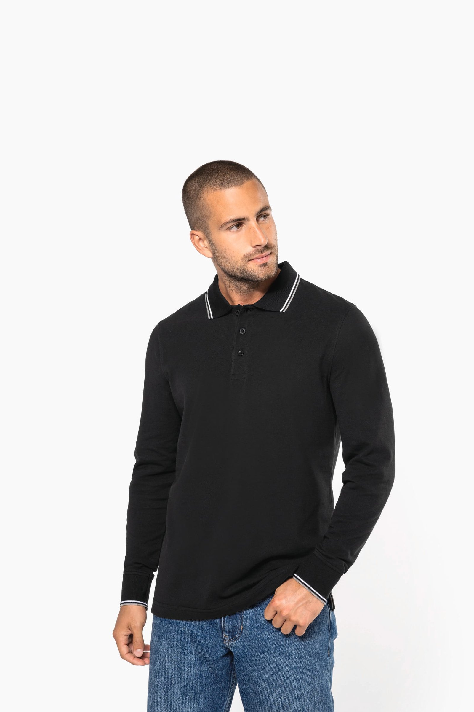 Polo maille piquée manches longues homme — Photo produit