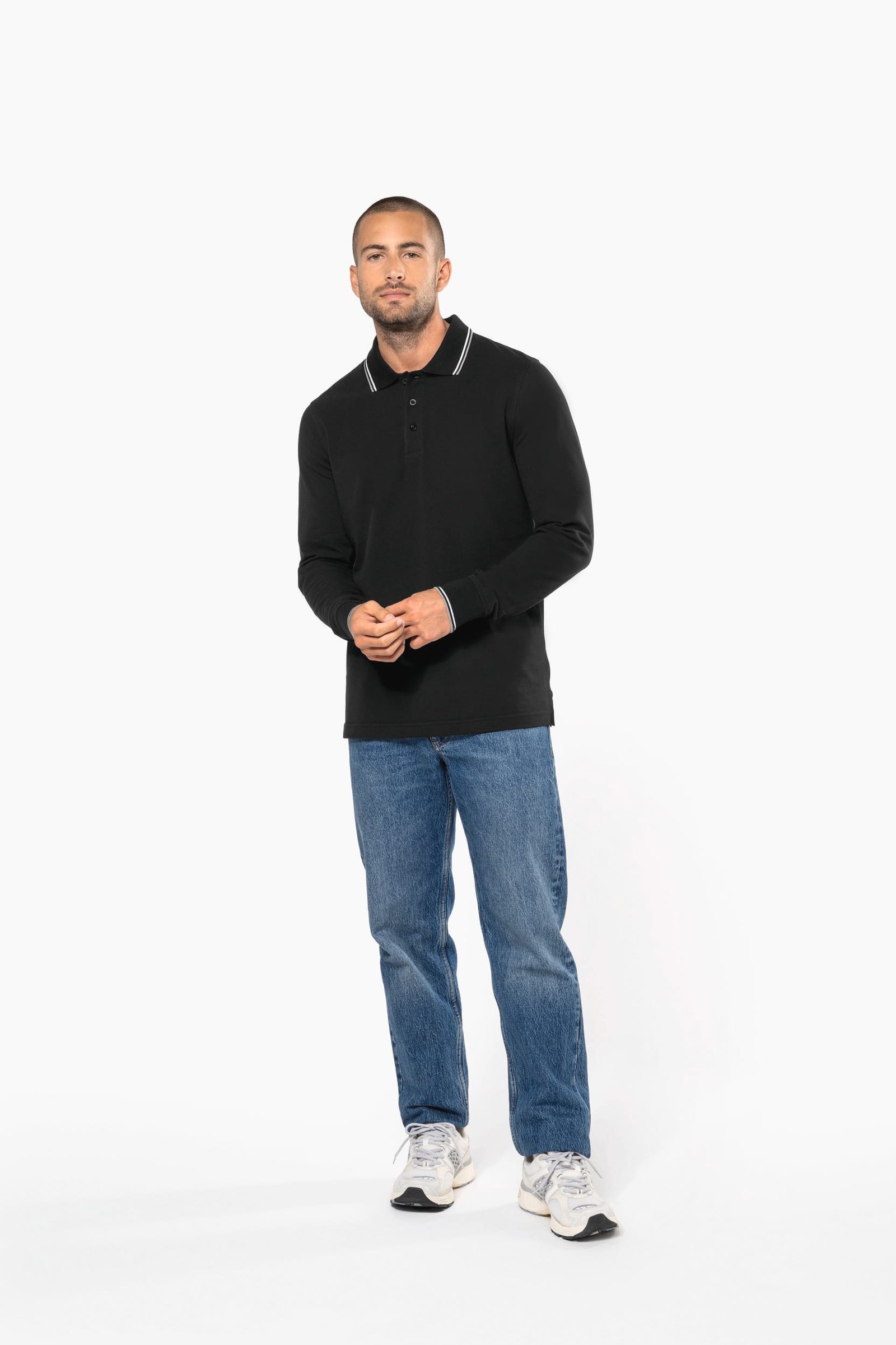 Polo maille piquée manches longues homme — Photo produit