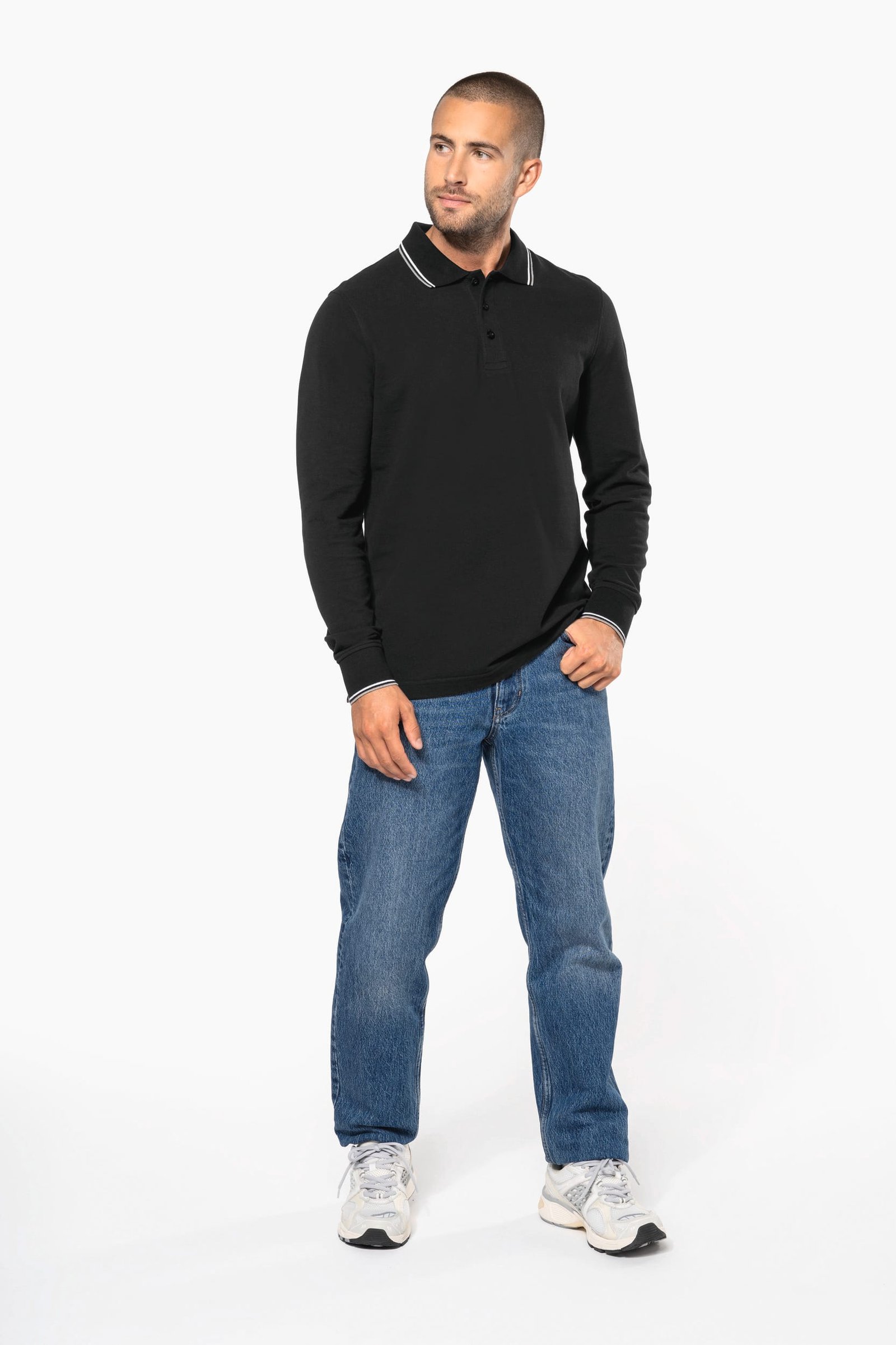 Polo maille piquée manches longues homme — Photo produit