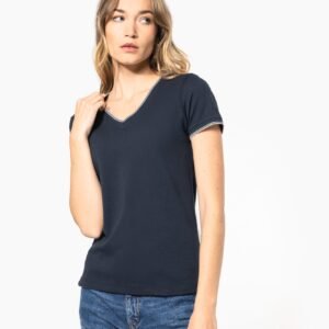 T-shirt maille piquée col V femme — Photo produit