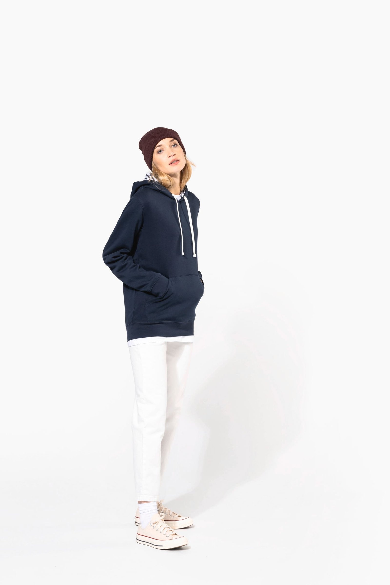 Sweat-shirt à capuche contrastée à motifs unisexe — Photo produit