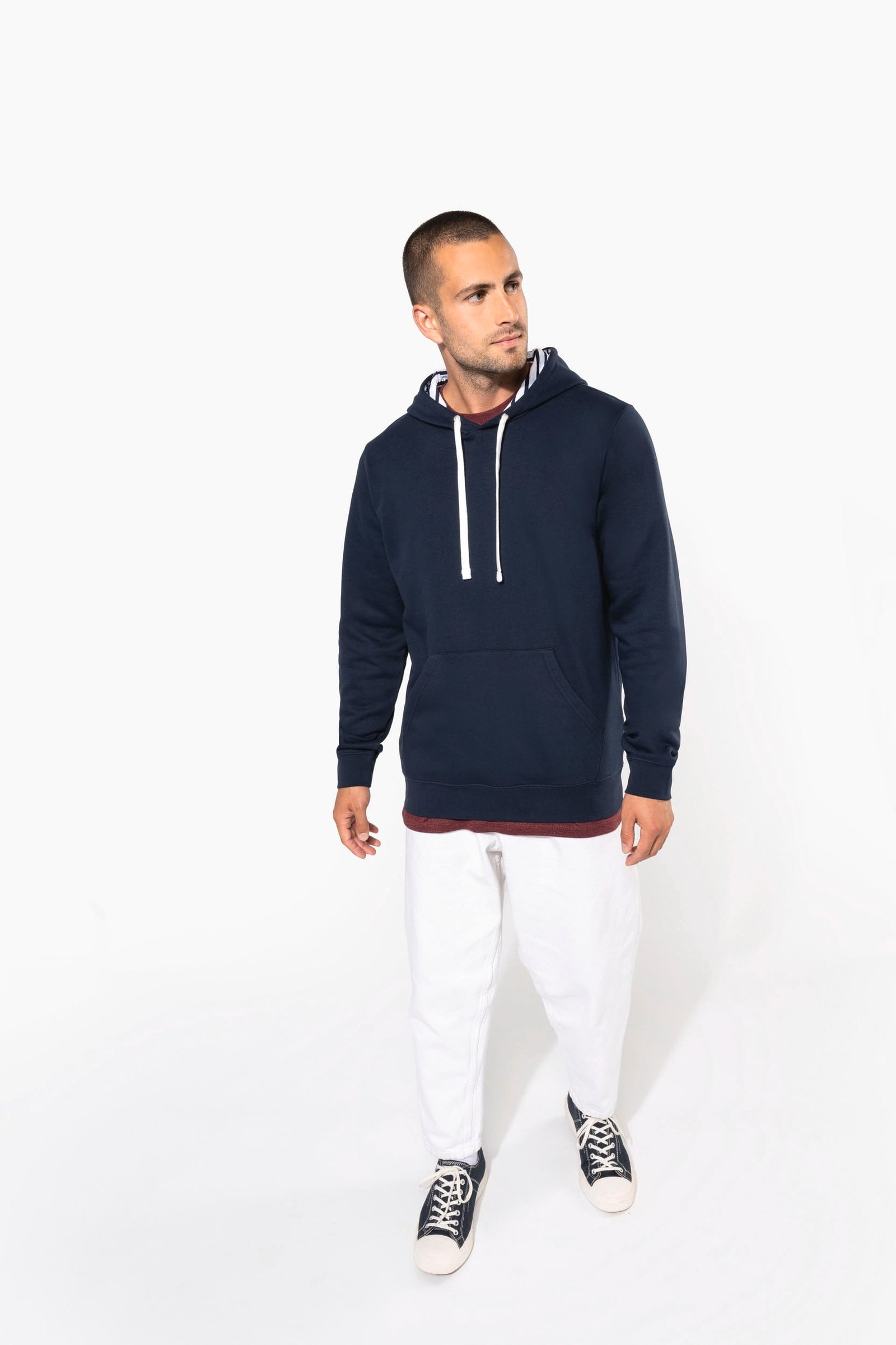 Sweat-shirt à capuche contrastée à motifs unisexe — Photo produit