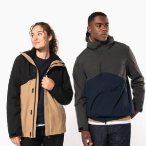 Parka 3-en-1 imperméable à capuche bicolore unisexe — Photo produit