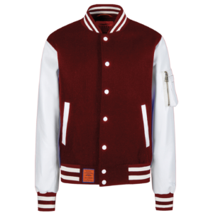 Blouson Letterman — Vue de face - Burgundy / Crème