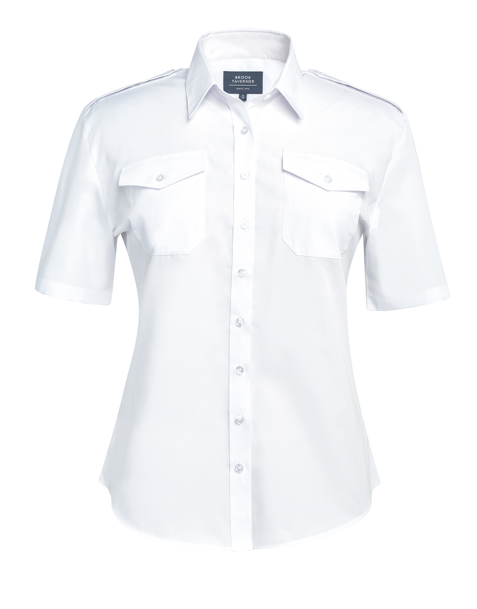 Chemise Pilote femme manches courtes — Vue de face - White