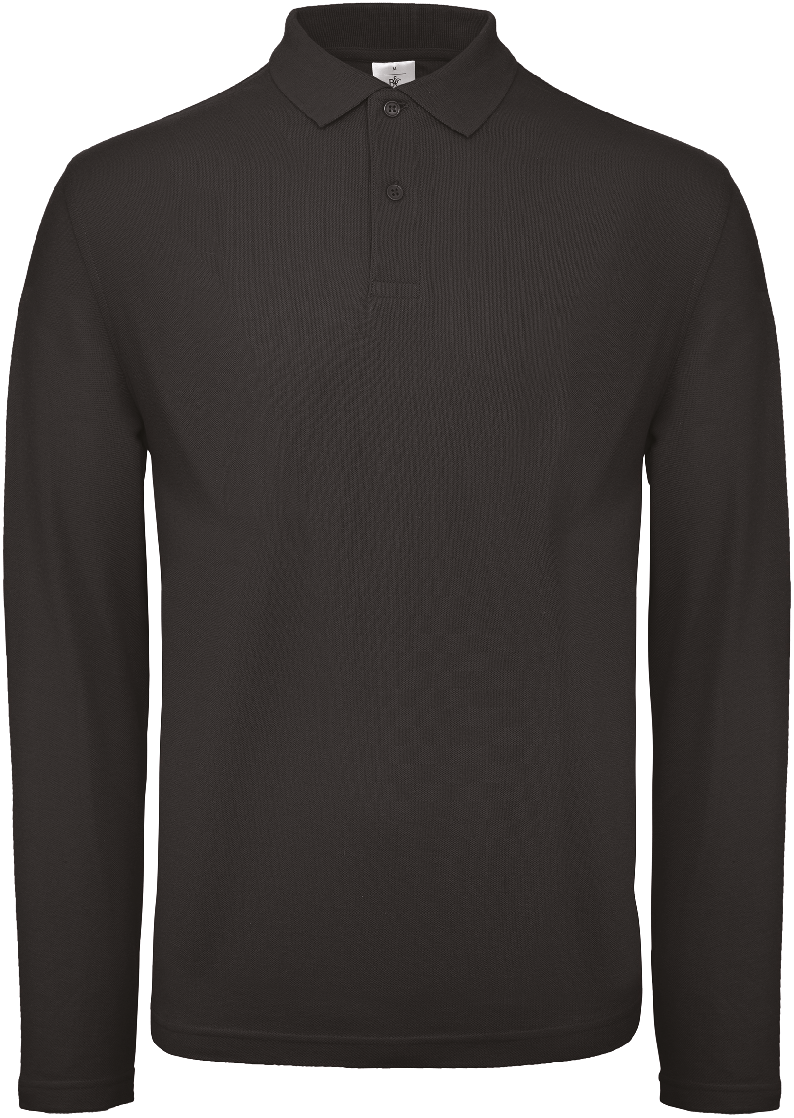 Polo homme ID.001 manches longues — Vue de face - Black
