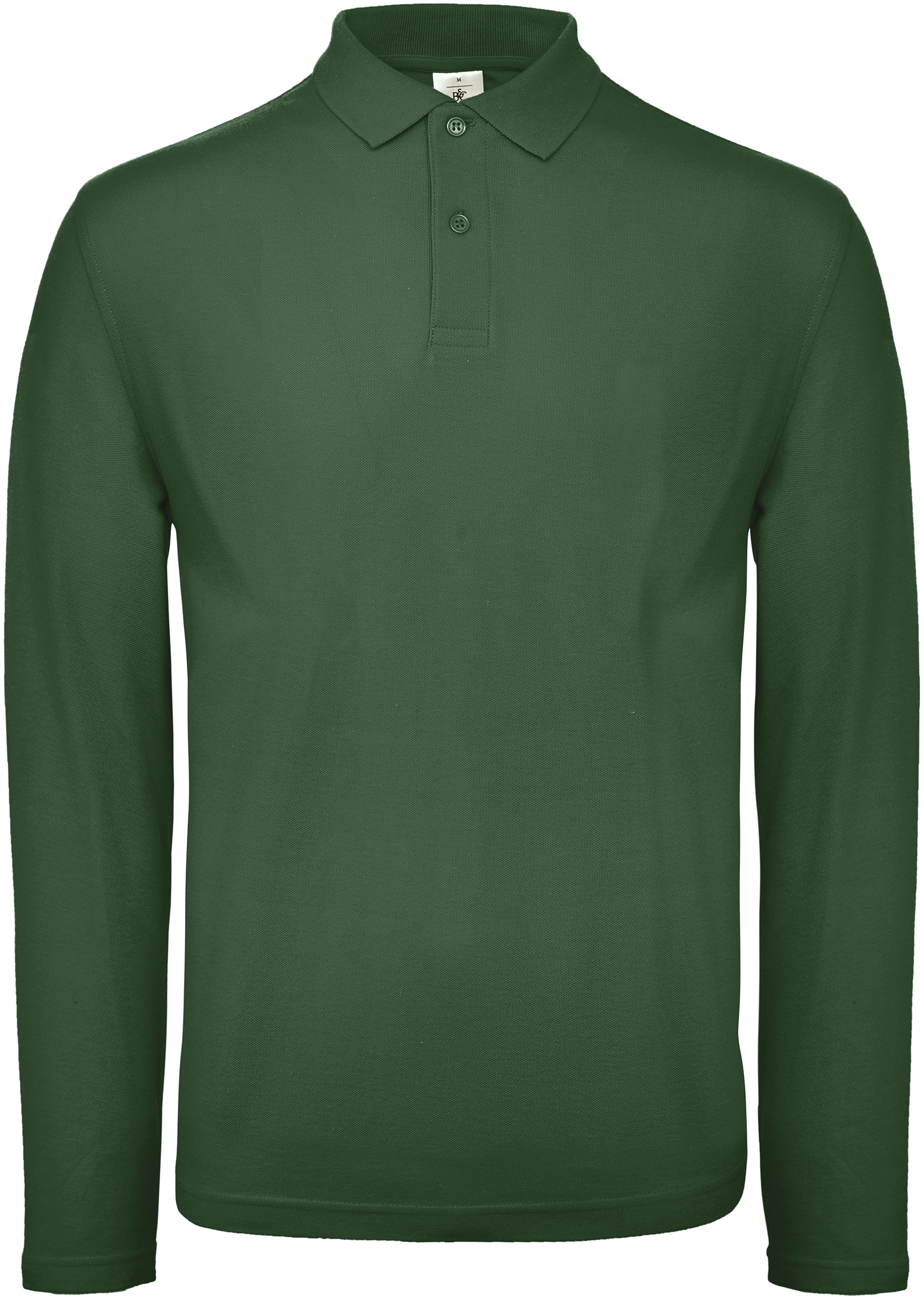 Polo homme ID.001 manches longues — Vue de face - Bottle Green