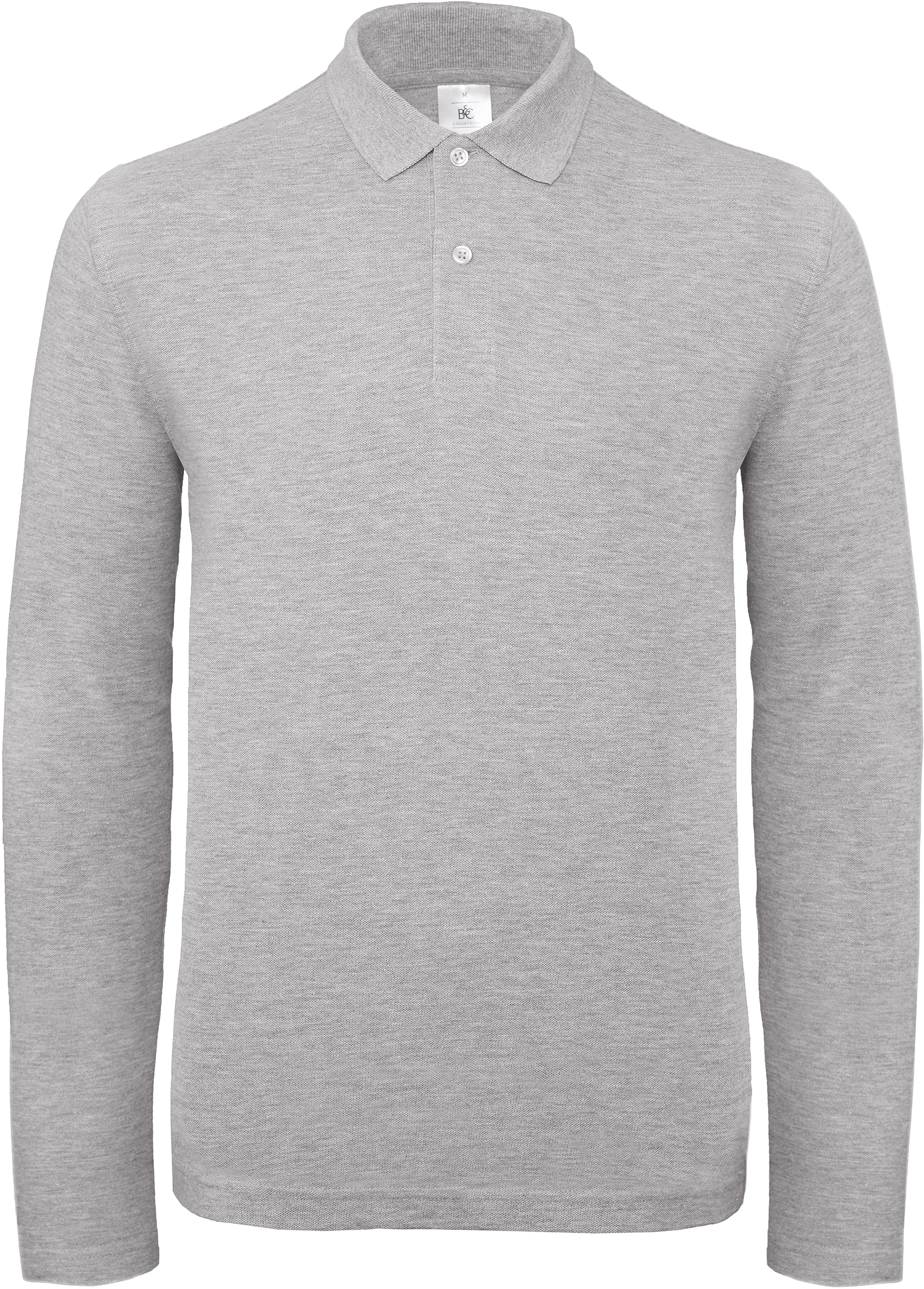Polo homme ID.001 manches longues — Vue de face - Heather Grey