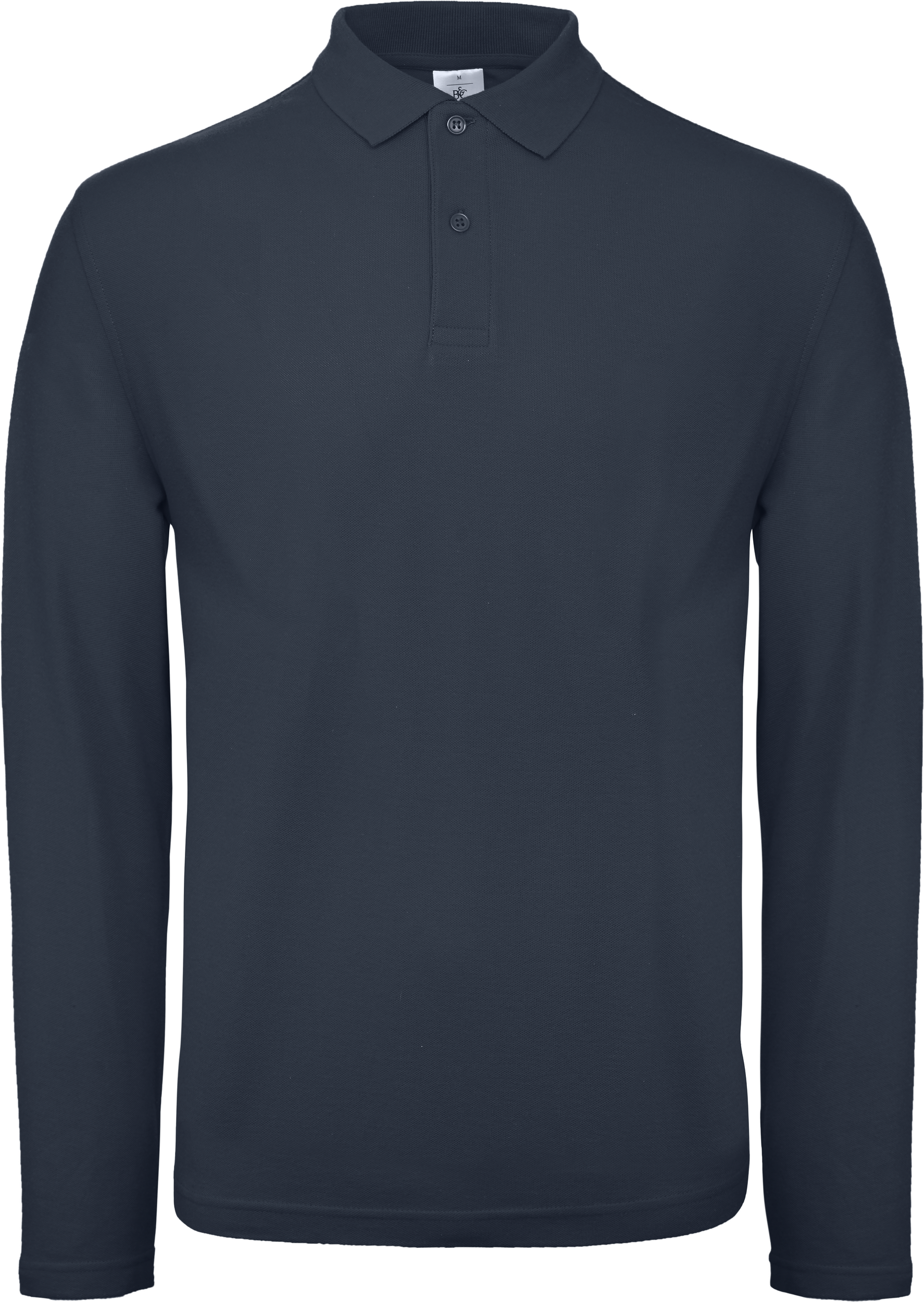 Polo homme ID.001 manches longues — Vue de face - Navy