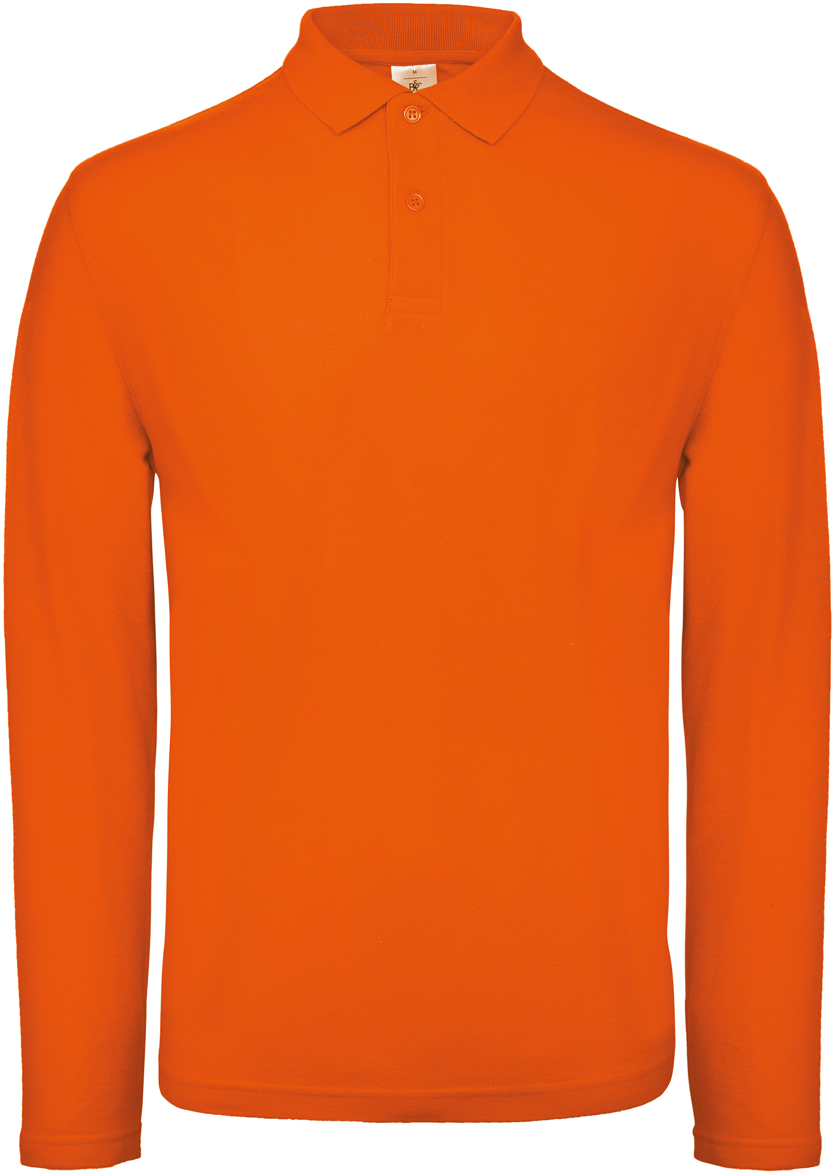 Polo homme ID.001 manches longues — Vue de face - Orange