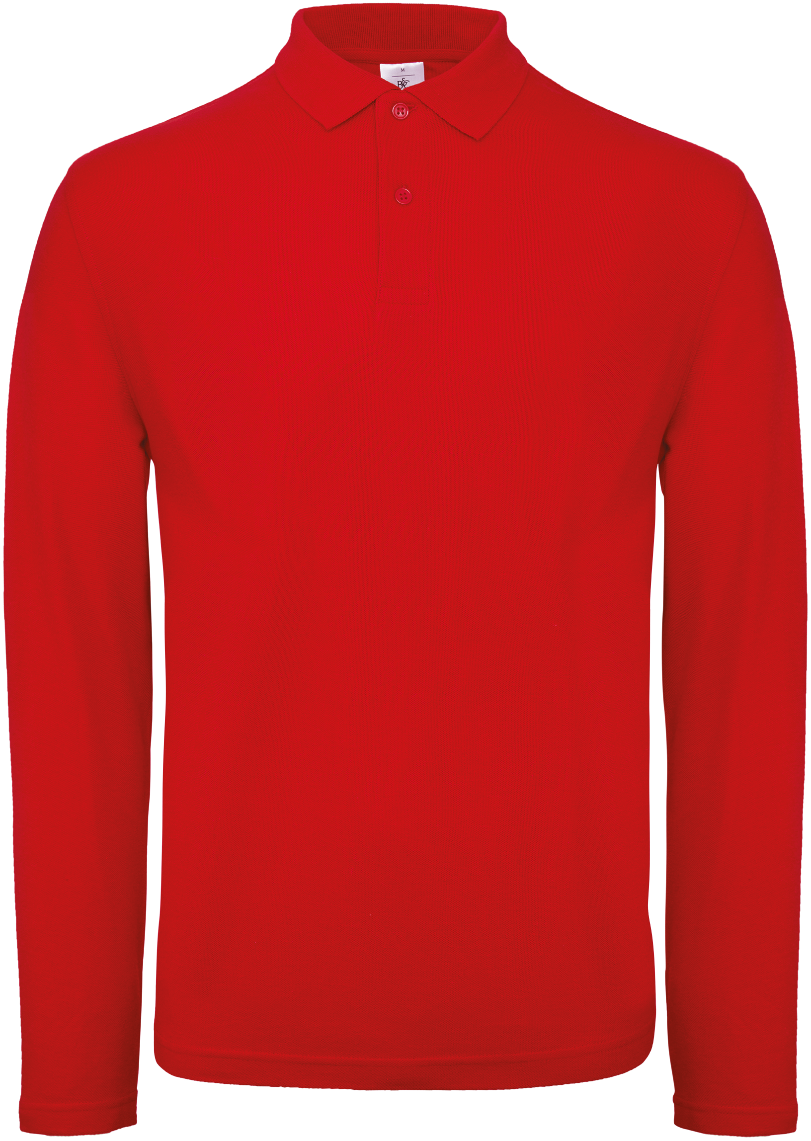 Polo homme ID.001 manches longues — Vue de face - Red