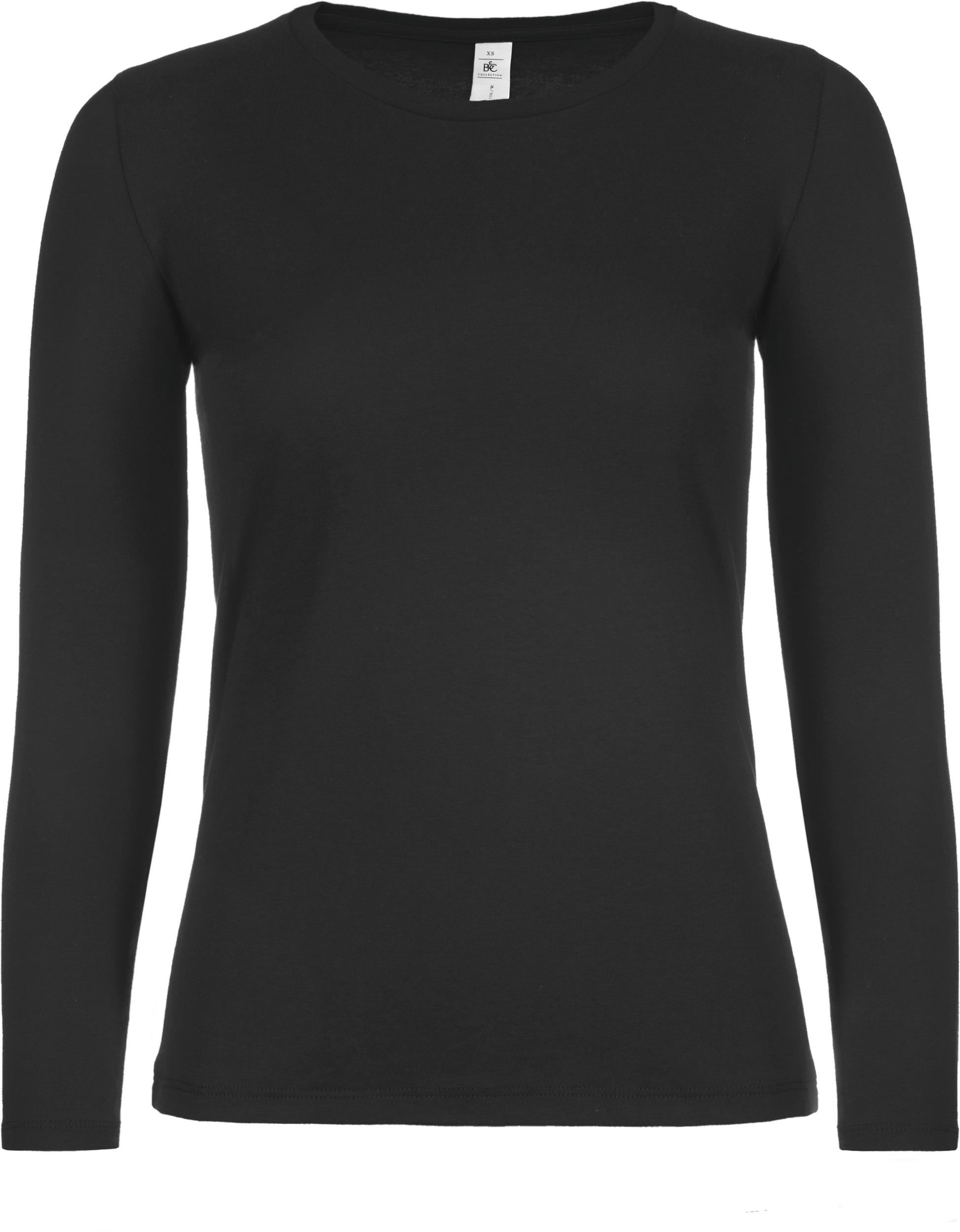 T-shirt manches longues femme #E150 — Vue de face - Black