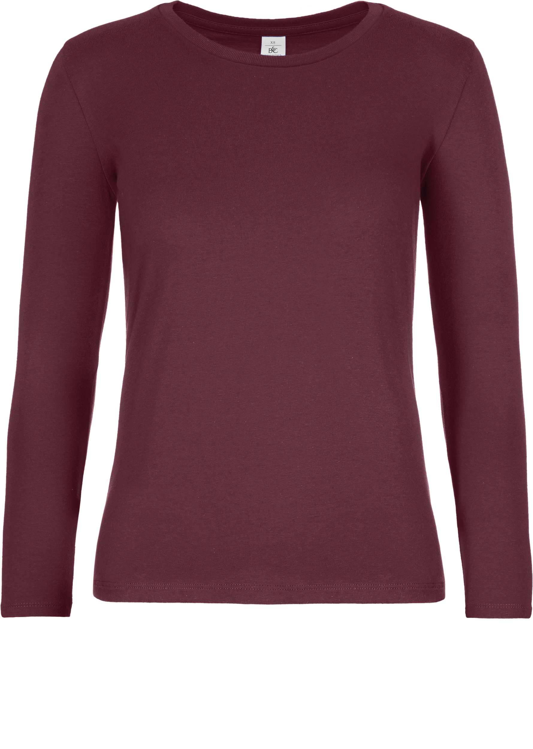 T-shirt manches longues femme #E190 — Vue de face - Burgundy