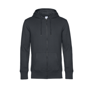 Sweat-shirt capuche zippé KING — Vue de face - Asphalt