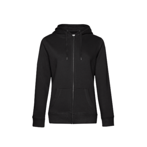 Sweat-shirt capuche zippé QUEEN — Vue de face - Black Pure