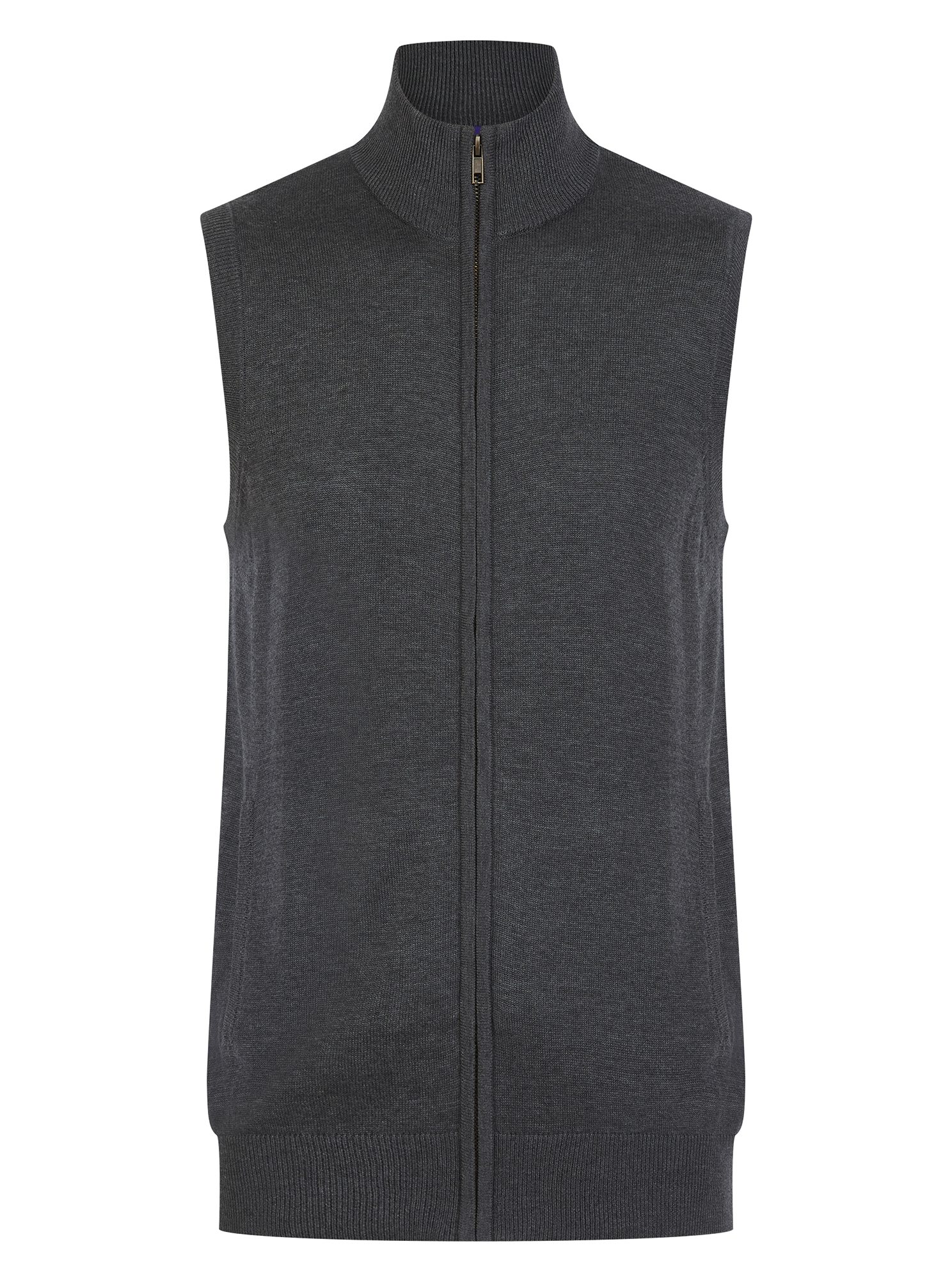 Pull zippé sans manches pour homme — Vue de face - Grey Marl