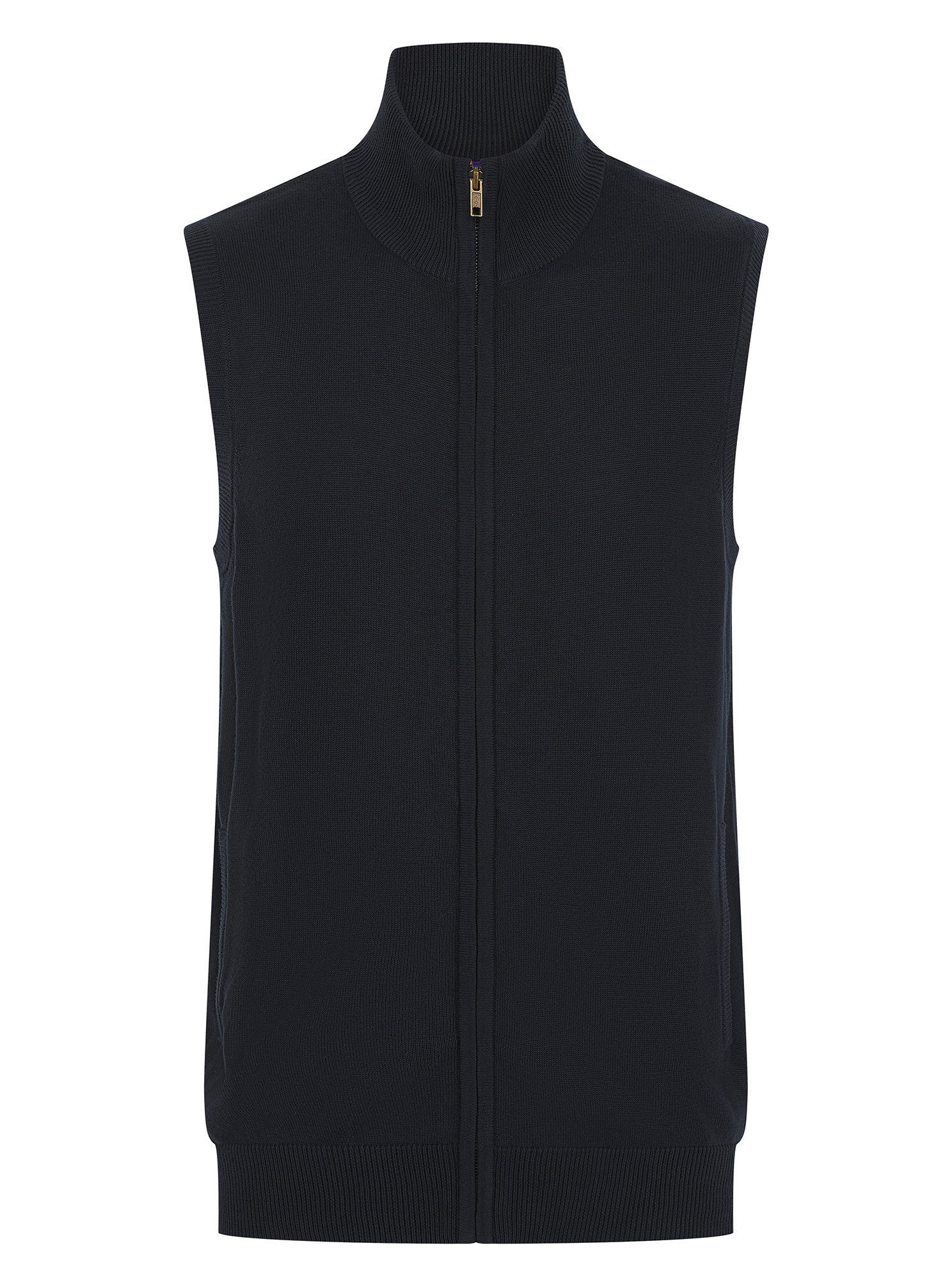 Pull zippé sans manches pour homme — Vue de face - Navy