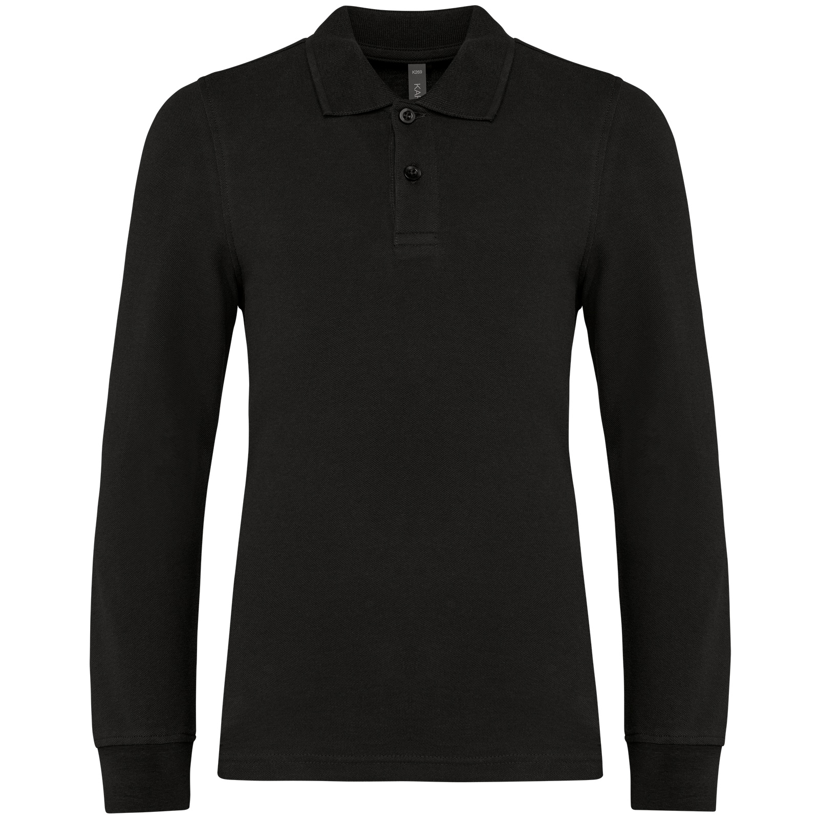 Polo manches longues enfant — Vue de face - Black