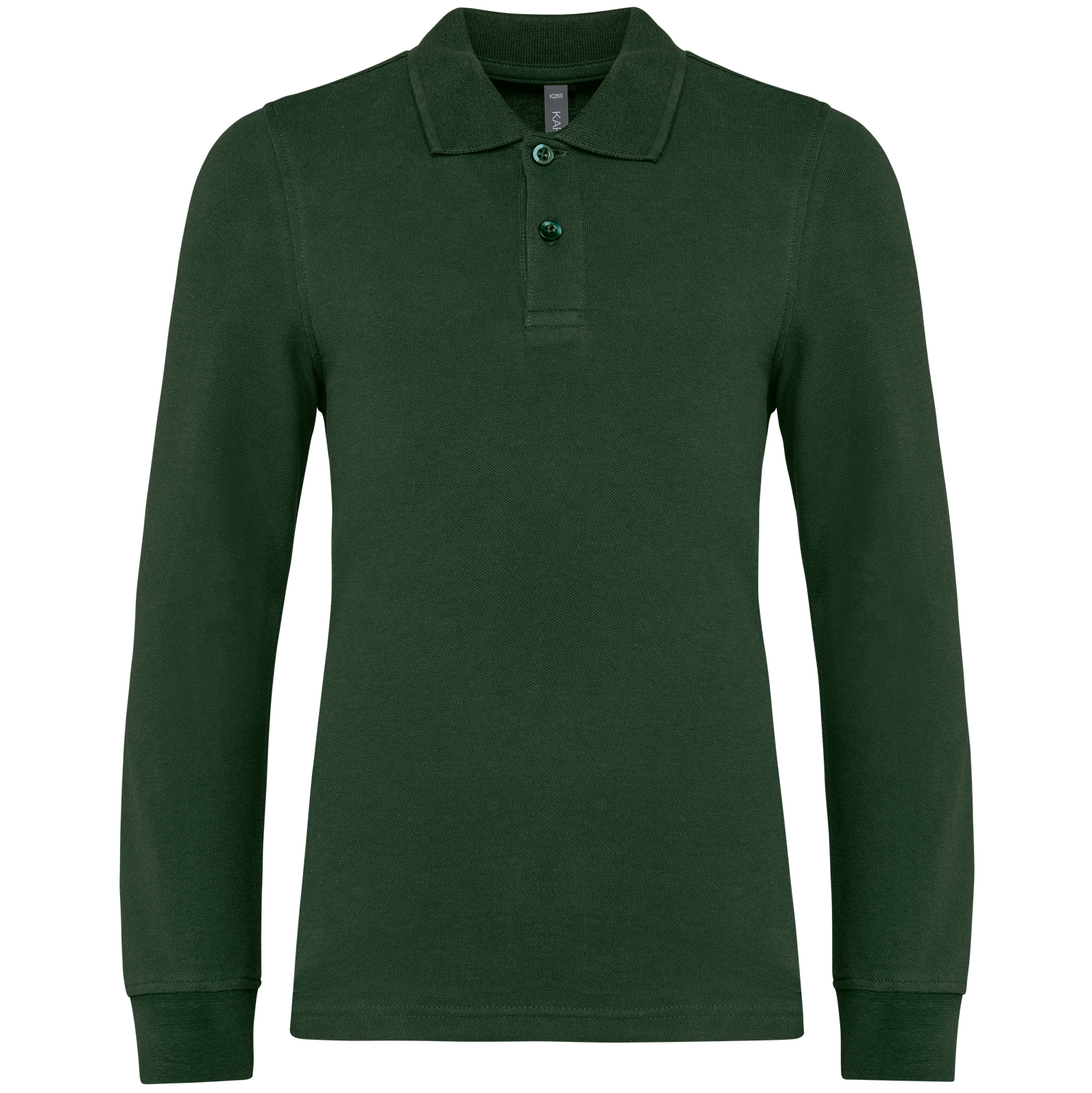 Polo manches longues enfant — Vue de face - Forest Green