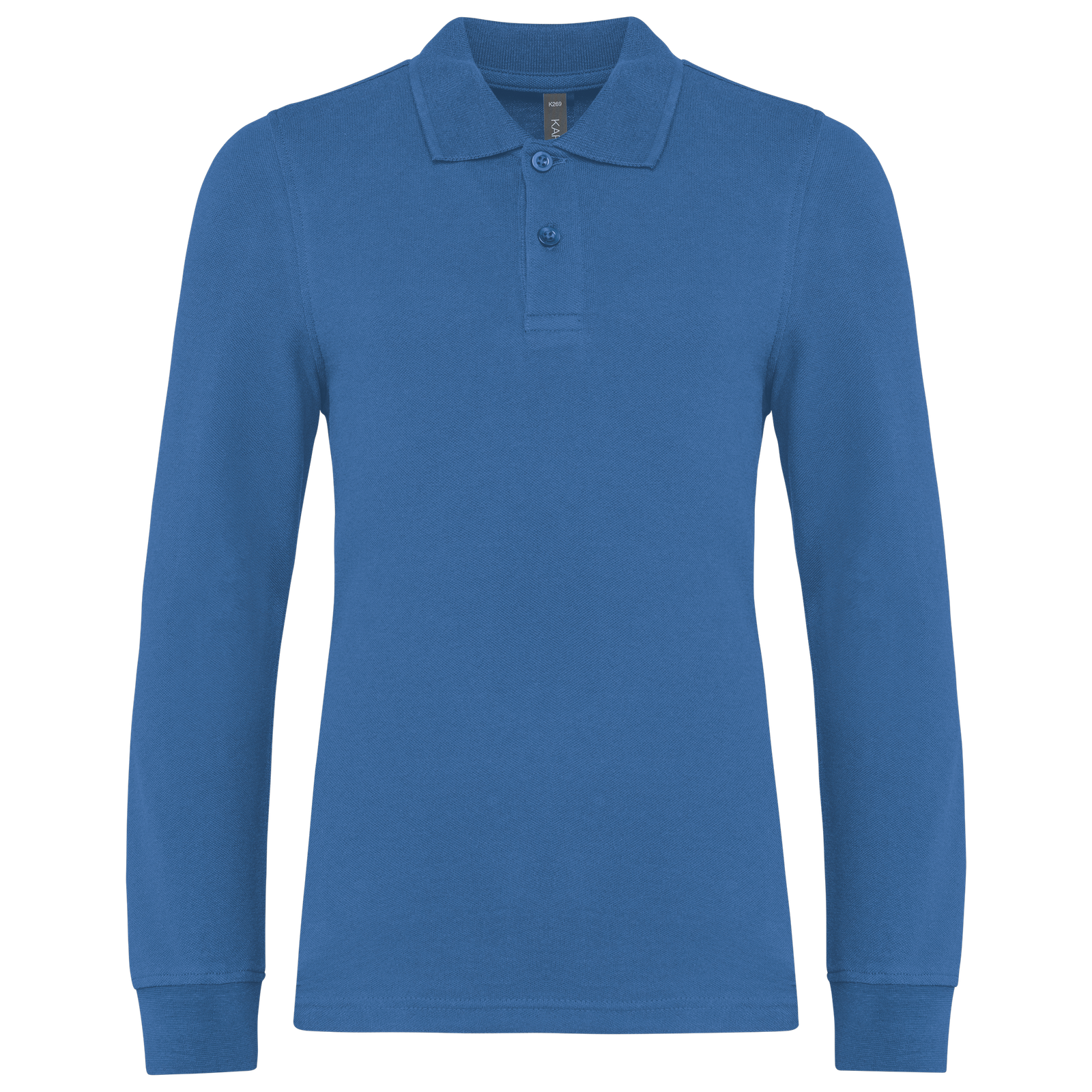 Polo manches longues enfant — Vue de face - Light Royal Blue
