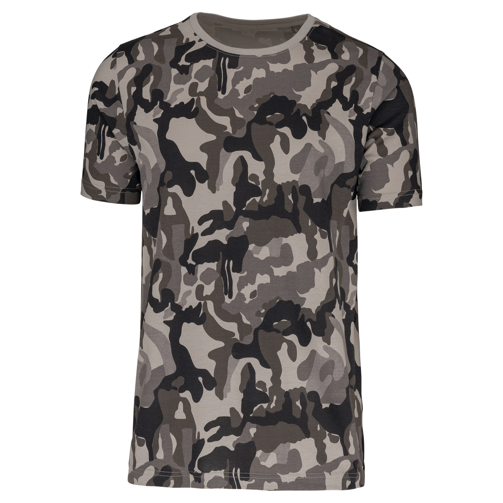 T-shirt camo manches courtes homme — Vue de face - Grey Camouflage