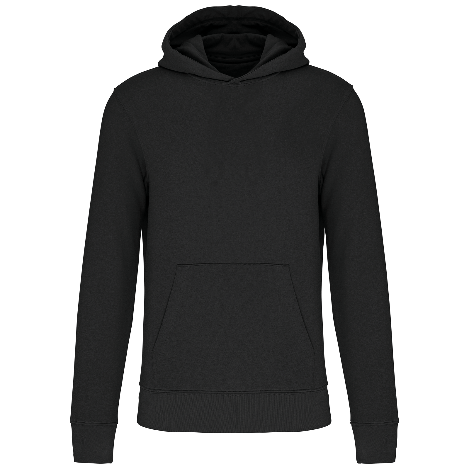 Sweat-shirt écoresponsable à capuche enfant — Vue de face - Black
