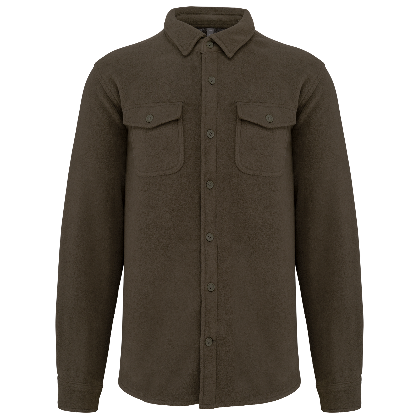 Surchemise polaire doublée sherpa polaire homme — Vue de face - Dark Khaki / Storm Grey