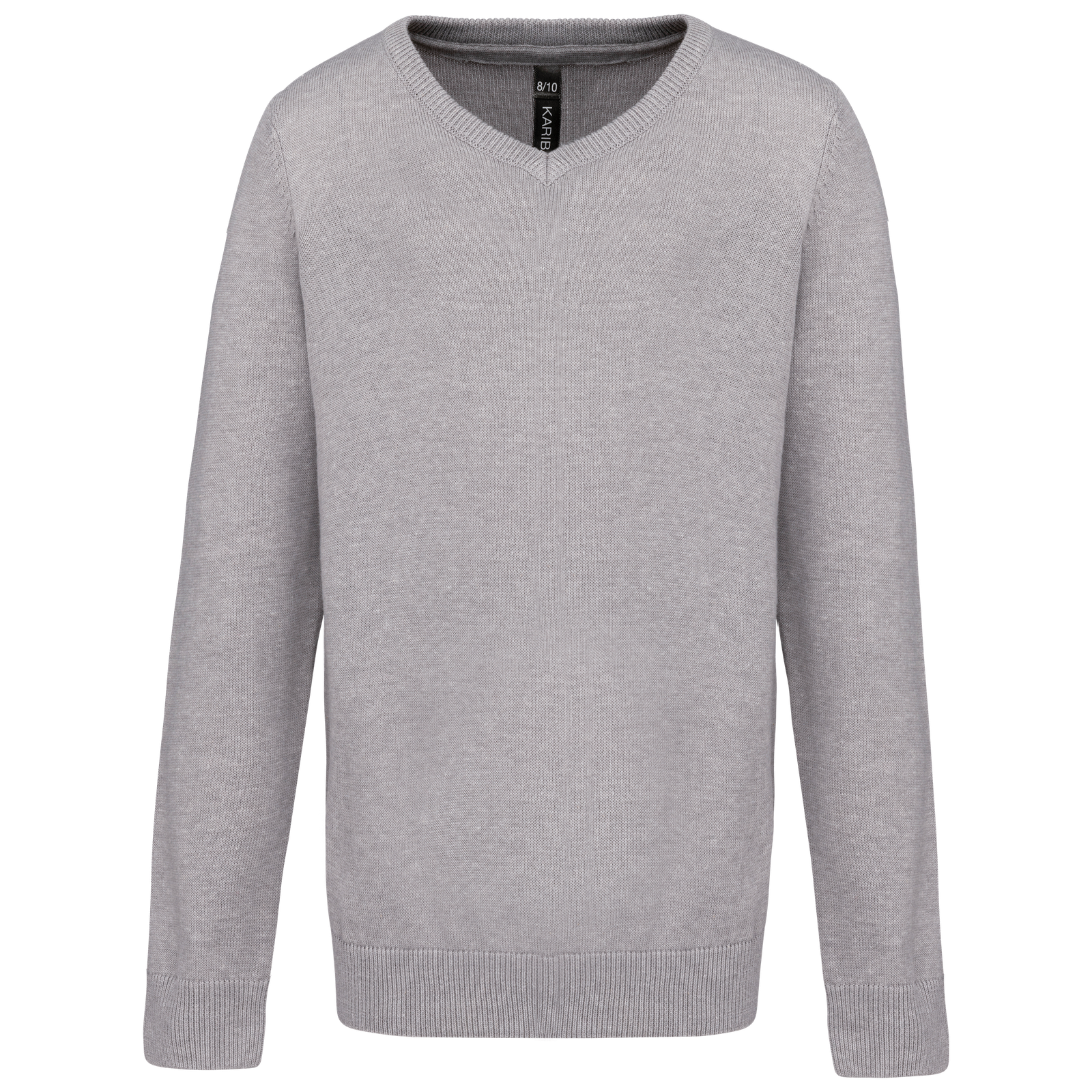 Pull col V enfant — Vue de face - Grey Melange