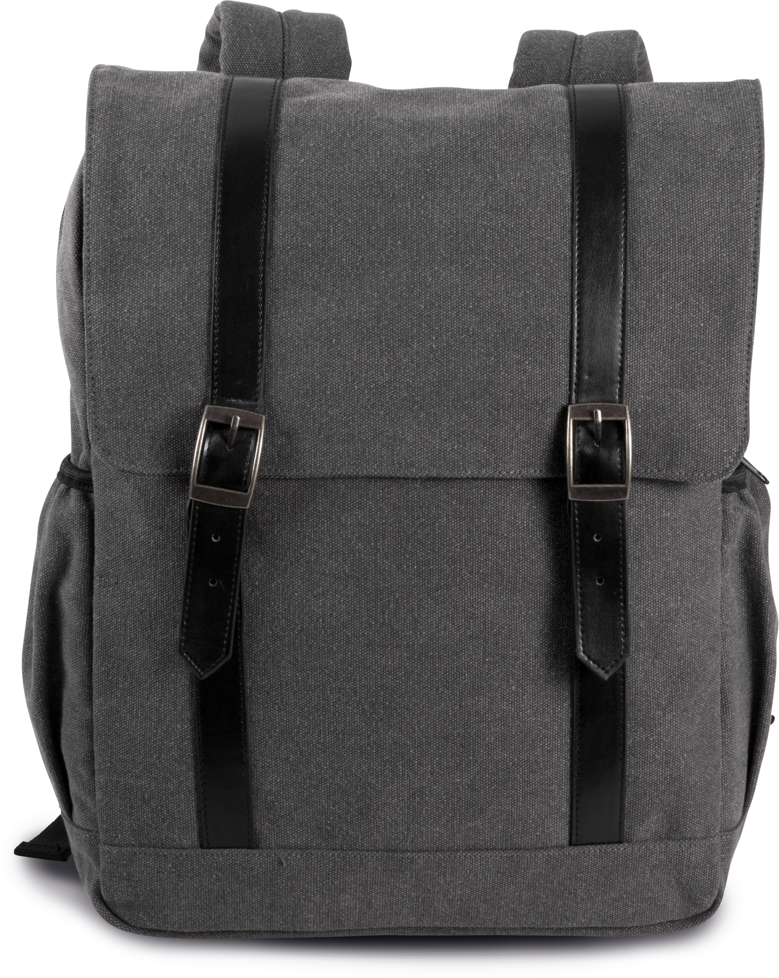 Sac à dos en toile à rabat — Vue de face - Washed Dark Grey