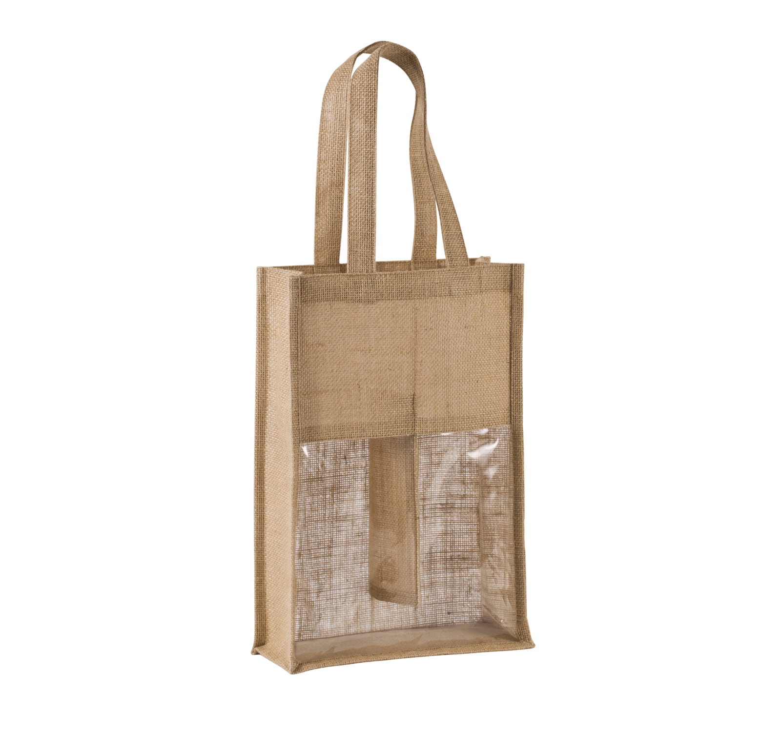 Sac porte-bouteilles en jute — Vue de face - Natural