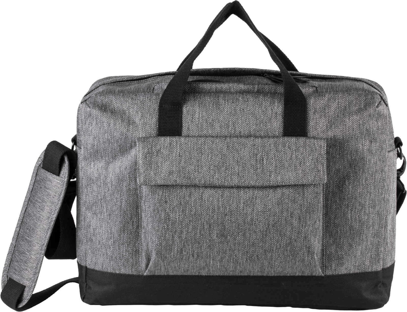 Sac porte-ordinateur — Vue de face - Grey Twill / Black