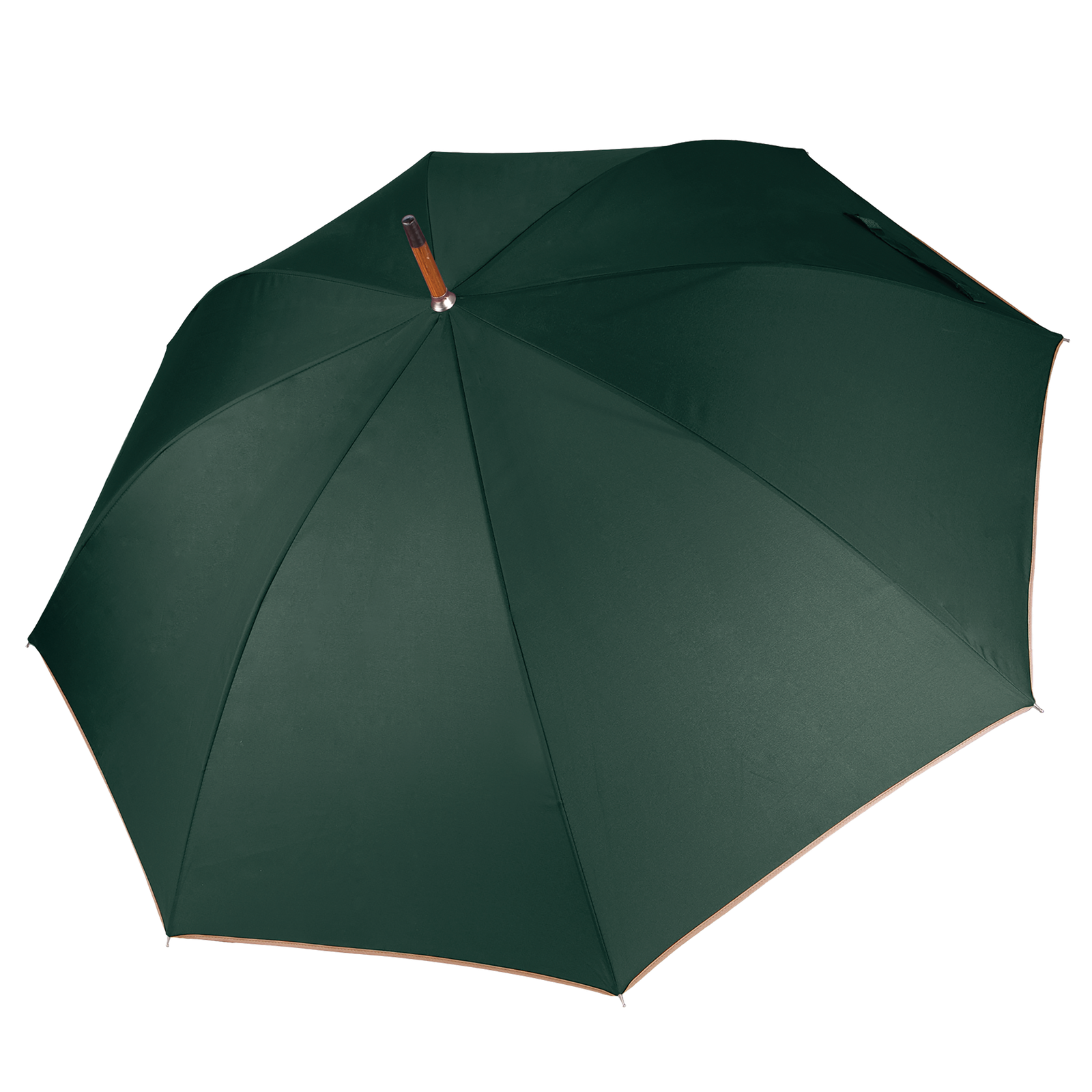 Parapluie mât en bois — Vue de face - Bottle Green / Beige
