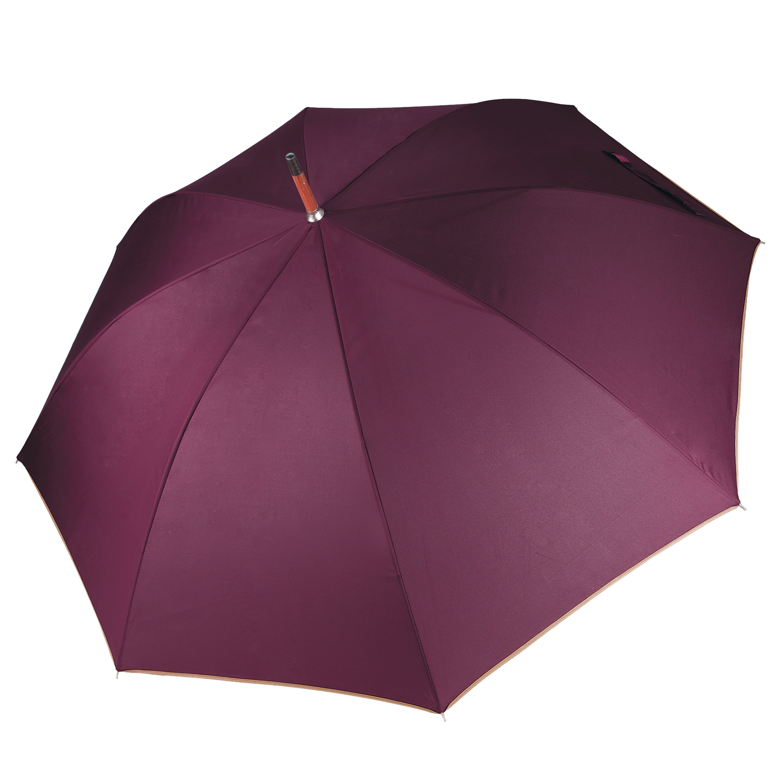 Parapluie mât en bois — Vue de face - Burgundy / Beige