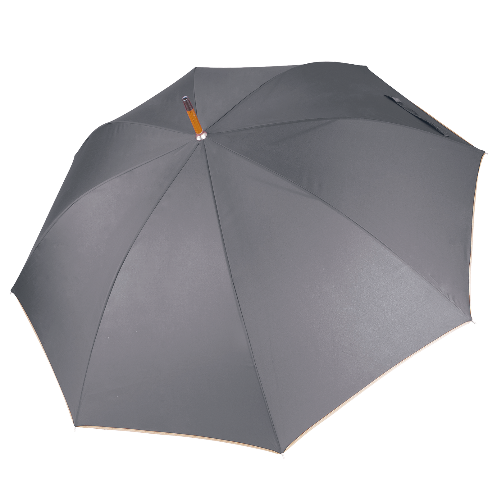Parapluie mât en bois — Vue de face - Dark Grey / Beige